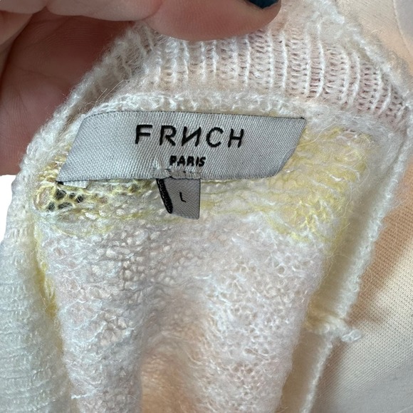 Frnch Sweater Womens Striped Long Sleeve Stretch Scoop Neck Yellow Large NWOT - Picture 8 of 9